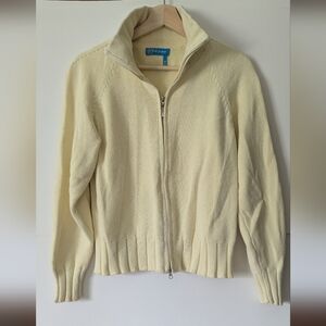 Fresh Produce Medium Sweater Cardigan Light Yellow W/ Zipper Cozy & Soft Cotton